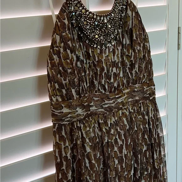 Sparkly animal print halter top dress with jeweled collar - Picture 3 of 7